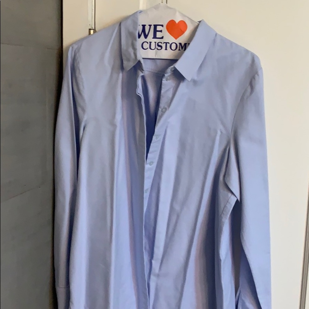 H&M long button down shirt light blue 12